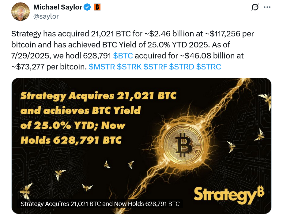  Michael Saylor post on x july 29