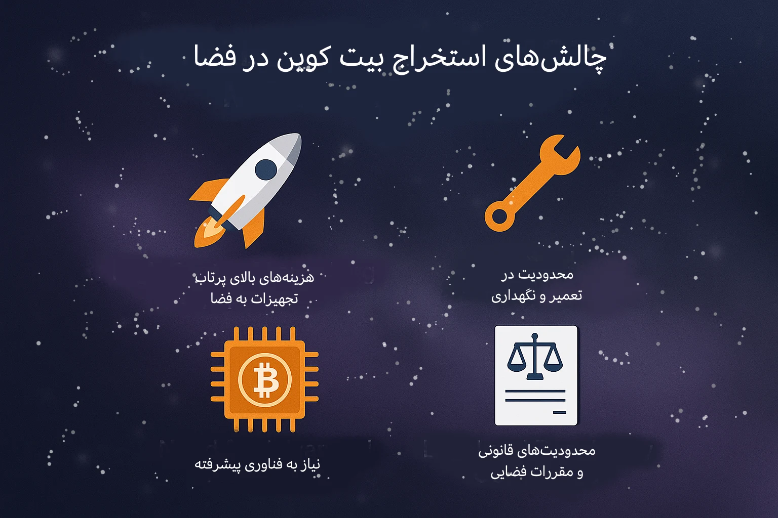 چالش های ماین کردن bitcoin در فضا