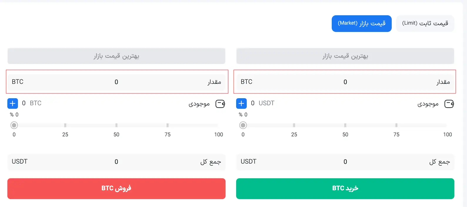ثبت سفارش مارکت در بازار خرید و فروش حرفه ای سرمایکس