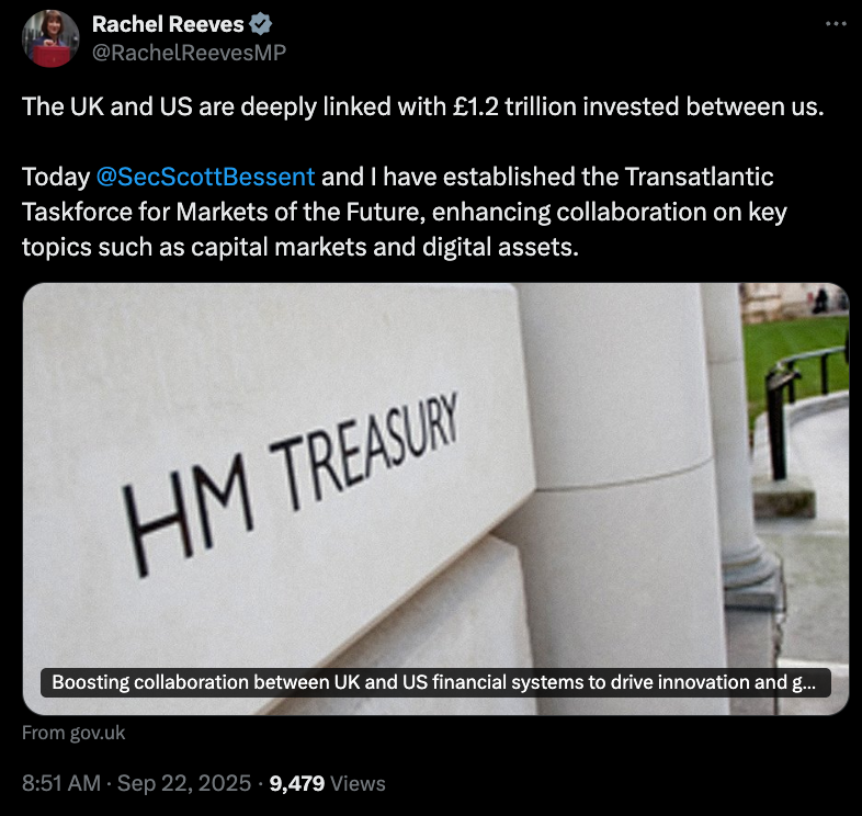 rachel reeves post on x sep 2025
