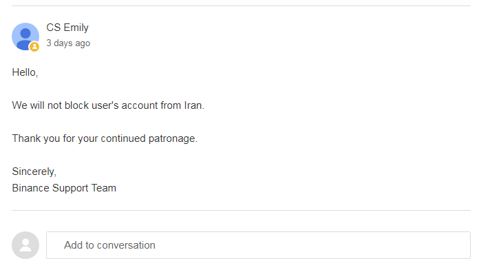 بایننس: حساب کاربران ایرانی را مسدود نخواهیم کرد !